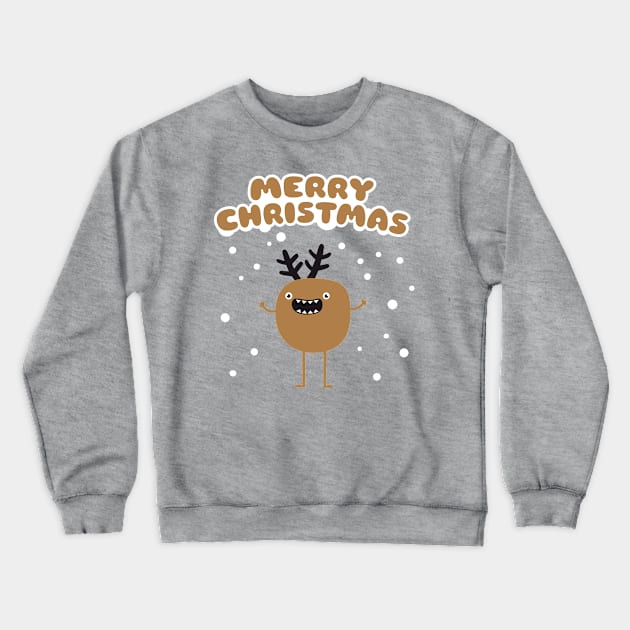 Funny Christmas Reindeer Crewneck Sweatshirt by badbugs